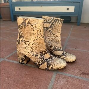 Free People Tan Snakeskin Heeled Boots